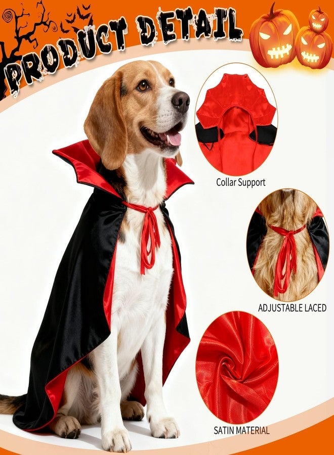 Olanrun Dog Costume - Dog Halloween Costumes Vampire Cloak, Wizard Outfit, Witch Cosplay Apparel Cape - Funny Party Dress Up Halloween Pet Costumes for Small Dogs, Cats (Black Red) - Image 2